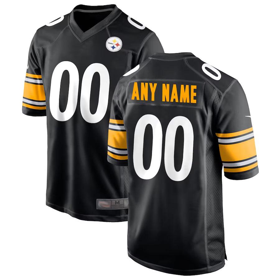 Custom P.Steelers Black Home Game Football Jerseys