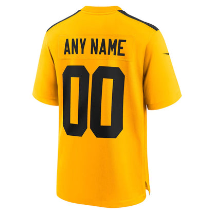 Custom P.Steelers Gold Alternate Game Football Jerseys