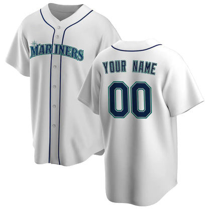 Custom S.Mariners White Home Replica Team Baseball Jerseys