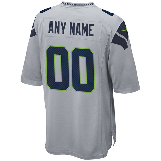Custom S.Seahawks Gray Alternate Game Football Jerseys