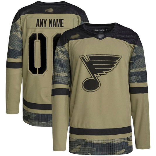 Custom St. L.Blues Fanatics Fanatics Military Appreciation Camo Hockey Jerseys