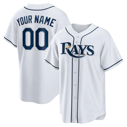 Custom TB.Rays White Home Replica Team Baseball Jerseys