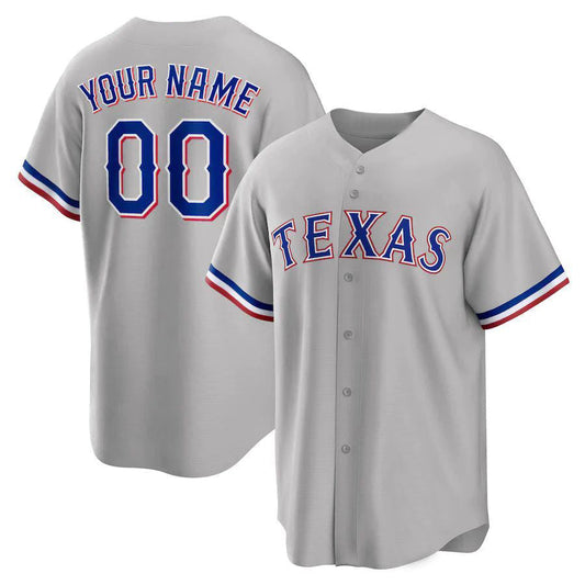 Custom T.Rangers Gray Road Replica Baseball Jerseys