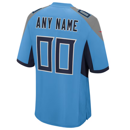 Custom T.Titans Light Blue Alternate Game Jersey -Stitched American Football Jerseys