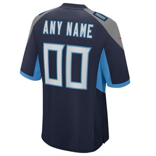 Custom T.Titans Navy Alternate Game Jersey -Stitched American Football Jerseys