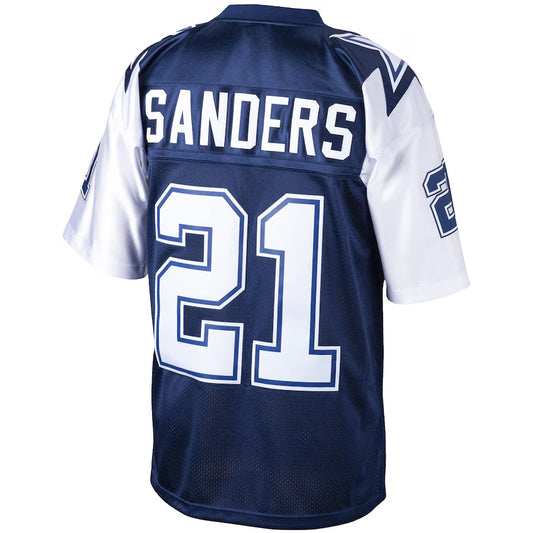 D.Cowboys #21 Deion Sanders Mitchell & Ness Navy Big & Tall 1995 Retired Player Replica Football Jerseys