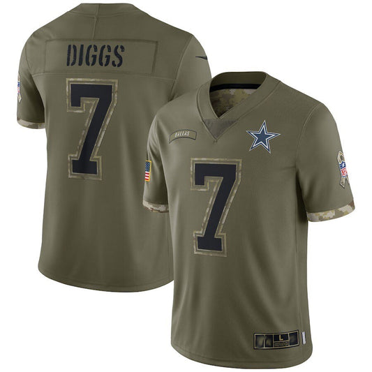 D.Cowboys #7 Trevon Diggs Player Salute To Service Limited Olive Football Jerseys