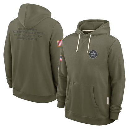 D.Cowboys Player Olive Salute to Service Club Fleece Hoodie Football Jerseys