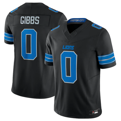D.Lions #0 Jahmyr Gibbs Player Black Vapor F.U.S.E. Limited Game Football Jerseys