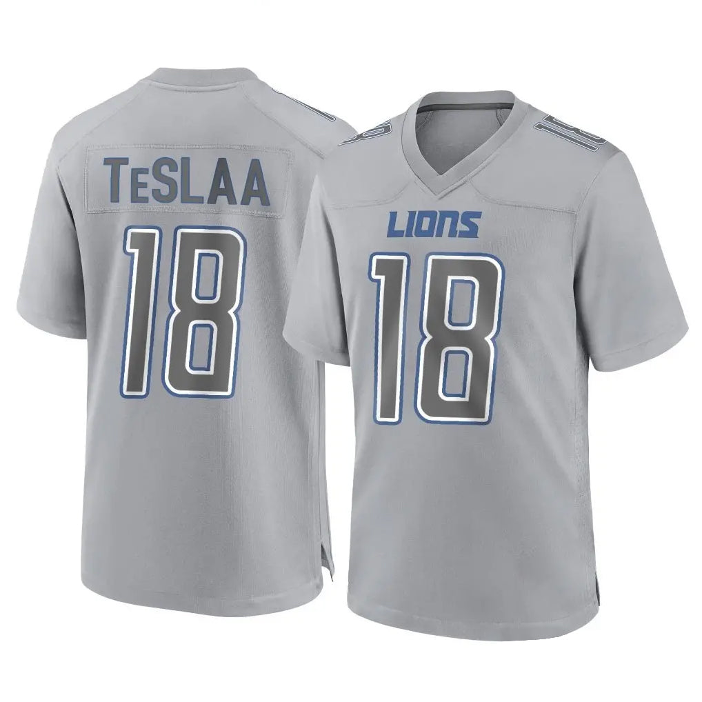 D.Lions #18 Isaac TeSlaa Player Gray Limited Fashion Football Jerseys