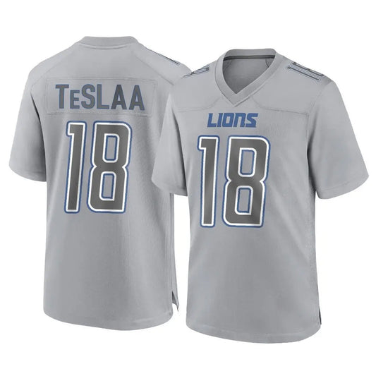 D.Lions #18 Isaac TeSlaa Player Gray Limited Fashion Football Jerseys