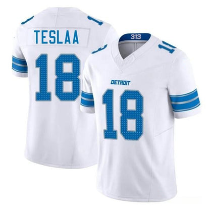 D.Lions #18 Isaac TeSlaa Player White Vapor F.U.S.E. Limited Football Jerseys
