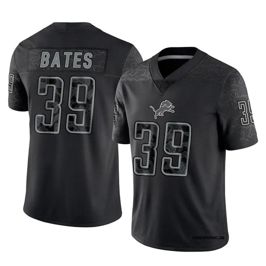 D.Lions #39 Jake Bates Player Black REFLECTIVE Limited Football Jerseys