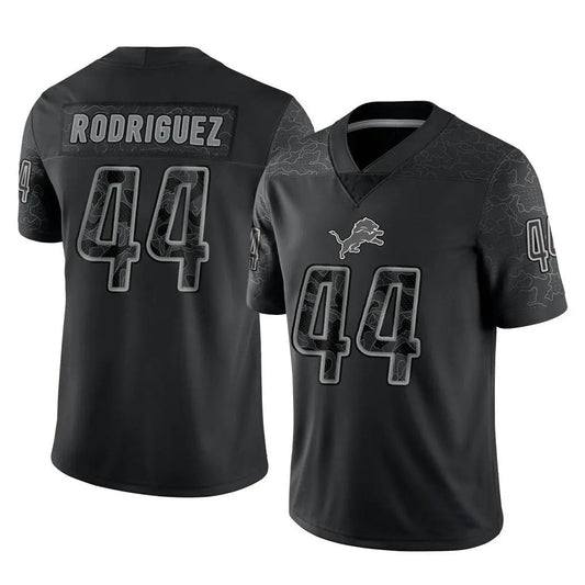 D.Lions #44 Malcolm Rodriguez Player Black REFLECTIVE Limited Football Jerseys