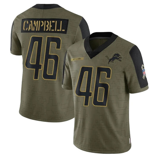 D.Lions #46 Jack Campbell Player Salute To Service Limited Olive Football Jerseys