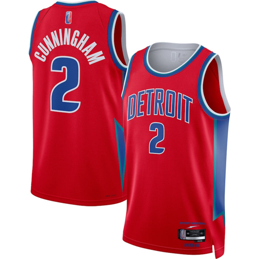 D.Pistons #2 Cade Cunningham Player Red City Edition Swingman Basketball Jerseys