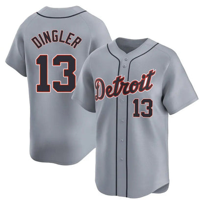 D.Tigers #13 Dillon Dingler Player Gray Limited Road Game Baseball Jerseys