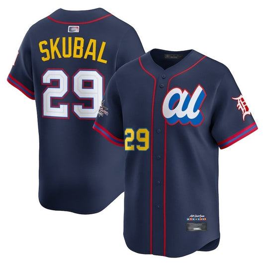 D.Tigers #29 Tarik Skubal Player Navy All-Star Baseball Jerseys