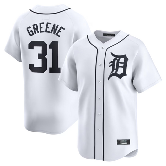 D.Tigers #31 Riley Greene Player White Home Limited Baseball Jerseys