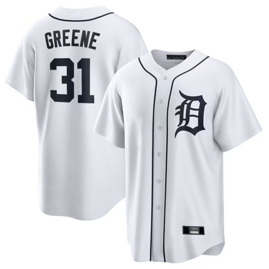 D.Tigers #31 Riley Greene Player White Replica Baseball Jerseys