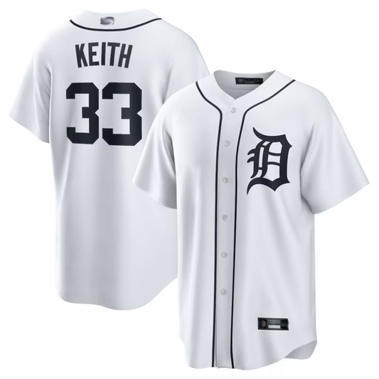 D.Tigers #33 Colt Keith Player White Home Replica Baseball Jerseys