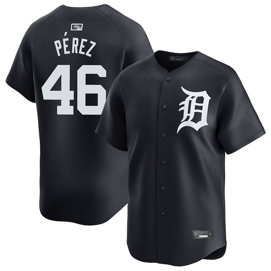 D.Tigers #46 Wenceel Perez Player Navy Home Replica Baseball Jerseys