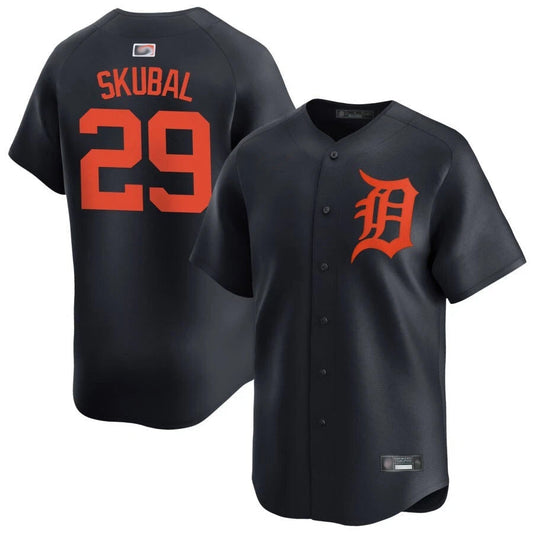 D.Tigers Tarik Skubal #29 Player Navy Home Limited Baseball Jerseys