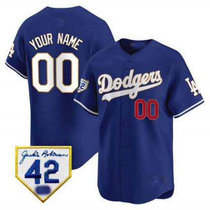 Custom LA.Dodgers Jackie Robinson Patch Vapor Premier Limited Stitched Baseball Jerseys