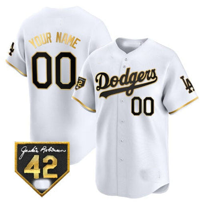 Custom LA.Dodgers Jackie Robinson Patch Vapor Premier Limited Stitched Baseball Jerseys