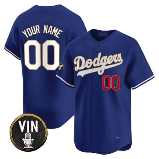 Custom LA.Dodgers Vin Scully Patch Gold Trim Vapor Premier Limited Baseball Jerseys