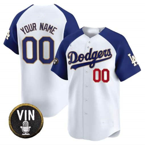 Custom LA.Dodgers Vin Scully Patch Gold Trim Vapor Premier Limited Baseball Jerseys