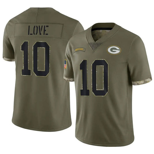 GB.Packers #10 Jordan Love Player Salute To Service Olive Football Jerseys