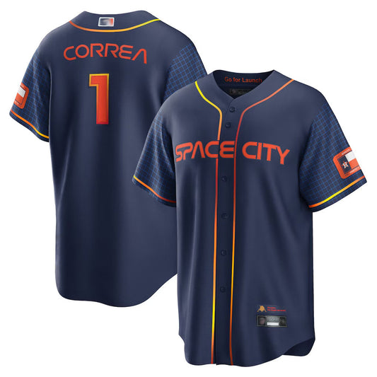 H.Astros #1 Carlos Correa Player Navy City Connect Baseball Jerseys