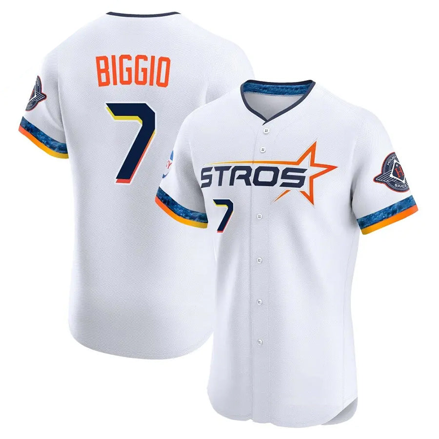 H.Astros #7 Craig Biggio Player White Elite City Connect Baseball Jerseys