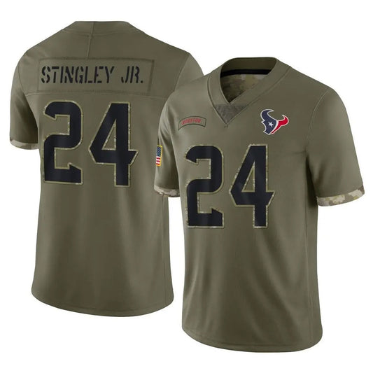 H.Texans #24 Derek Stingley Jr. Player Olive Salute To Service Limited Football Jerseys