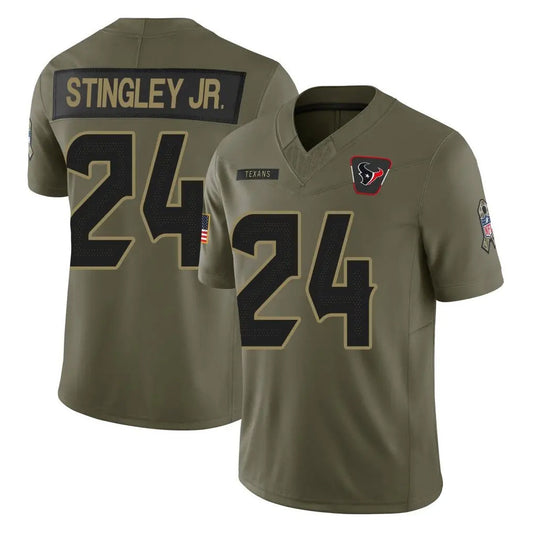 H.Texans #24 Derek Stingley Jr. Player Salute To Service Olive Football Jerseys
