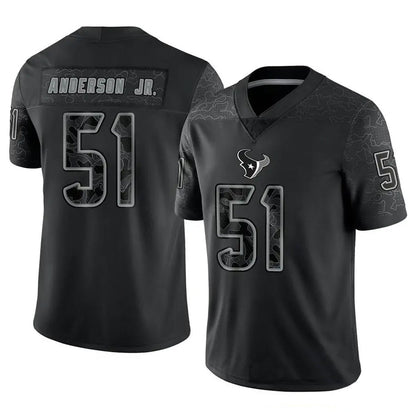 H.Texans #51 Will Anderson Jr. Player Black REFLECTIVE Limited Football Jerseys