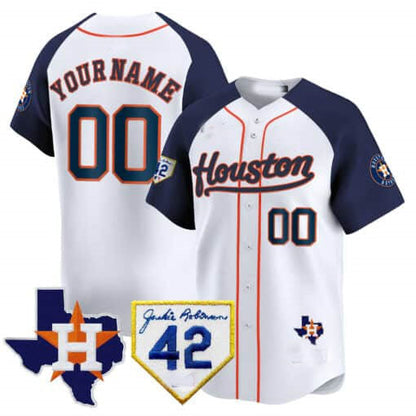 Custom H.Astros Jackie Robinson Patch Vapor Premier Limited Stitched Baseball Jerseys