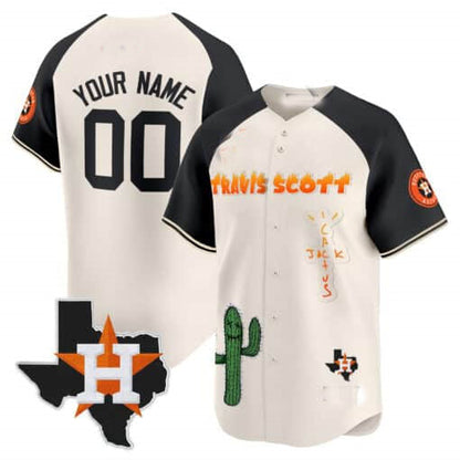 Custom H.Astros Cactus Jack Patch Vapor Premier Limited Baseball Jerseys