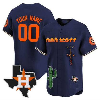 Custom H.Astros Cactus Jack Patch Vapor Premier Limited Baseball Jerseys