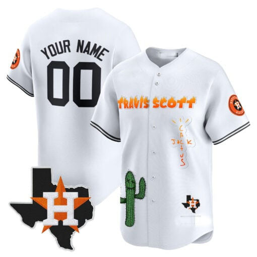 Custom H.Astros Cactus Jack Patch Vapor Premier Limited Baseball Jerseys