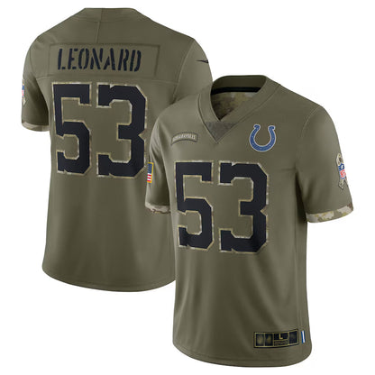 IN.Colts #53 Shaquille Leonard Player Olive Salute To Service Football Jerseys