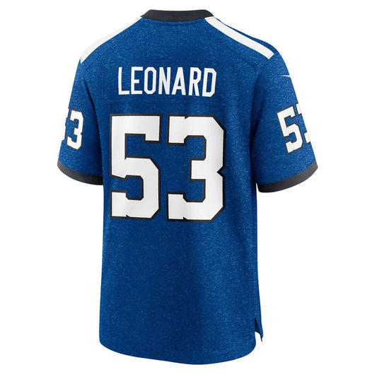 IN.Colts #53 Shaquille Leonard Player Royal Alternate 2 Game Football Jerseys