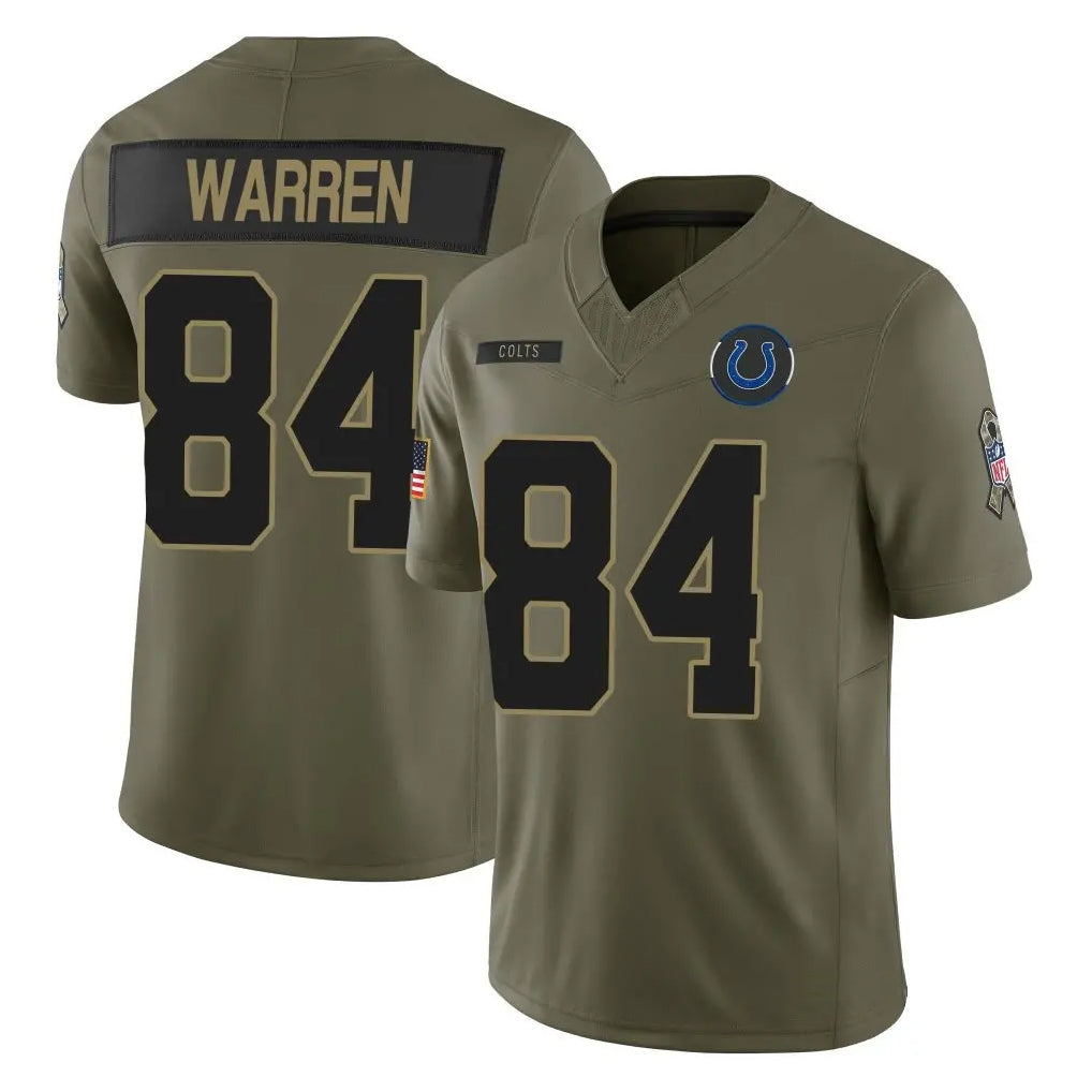 IN.Colts #84 Tyler Warren Player Salute To Service Limited Olive Football Jerseys