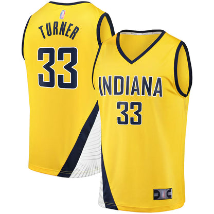 IN.Pacers #33 Myles Turner Player Fanatics Gold Fast Break Statement Edition Replica Basketball Jerseys