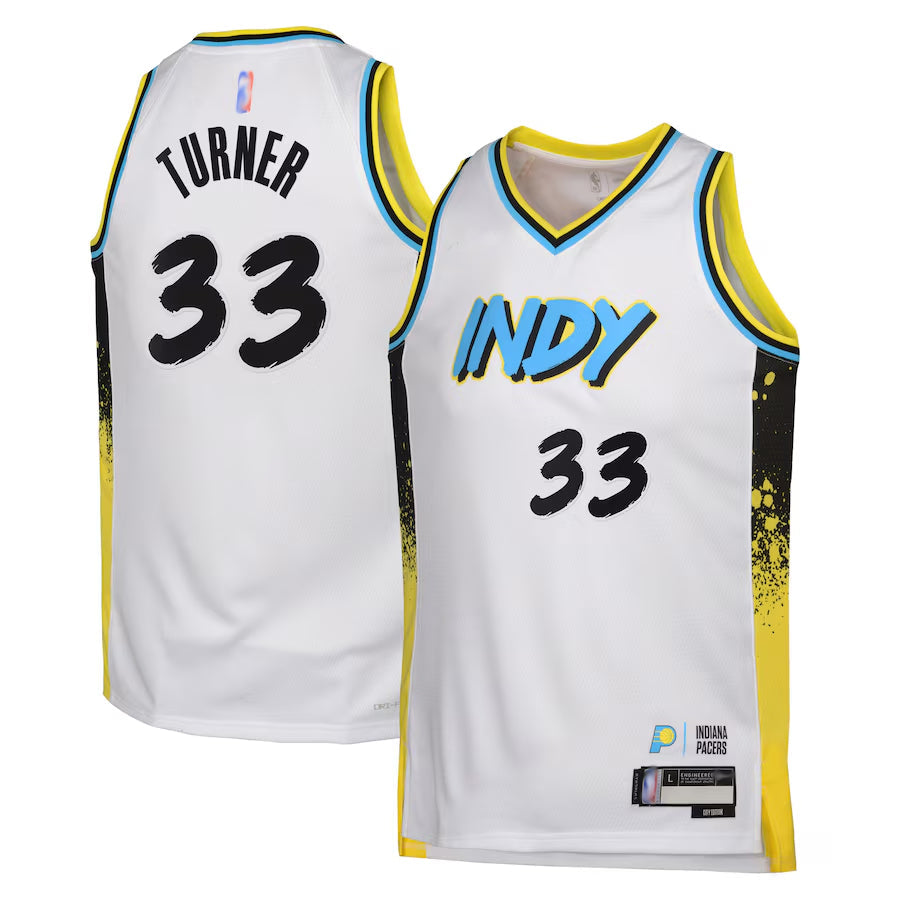 IN.Pacers #33 Myles Turner Player White City Edition Swingman Basketball Jerseys