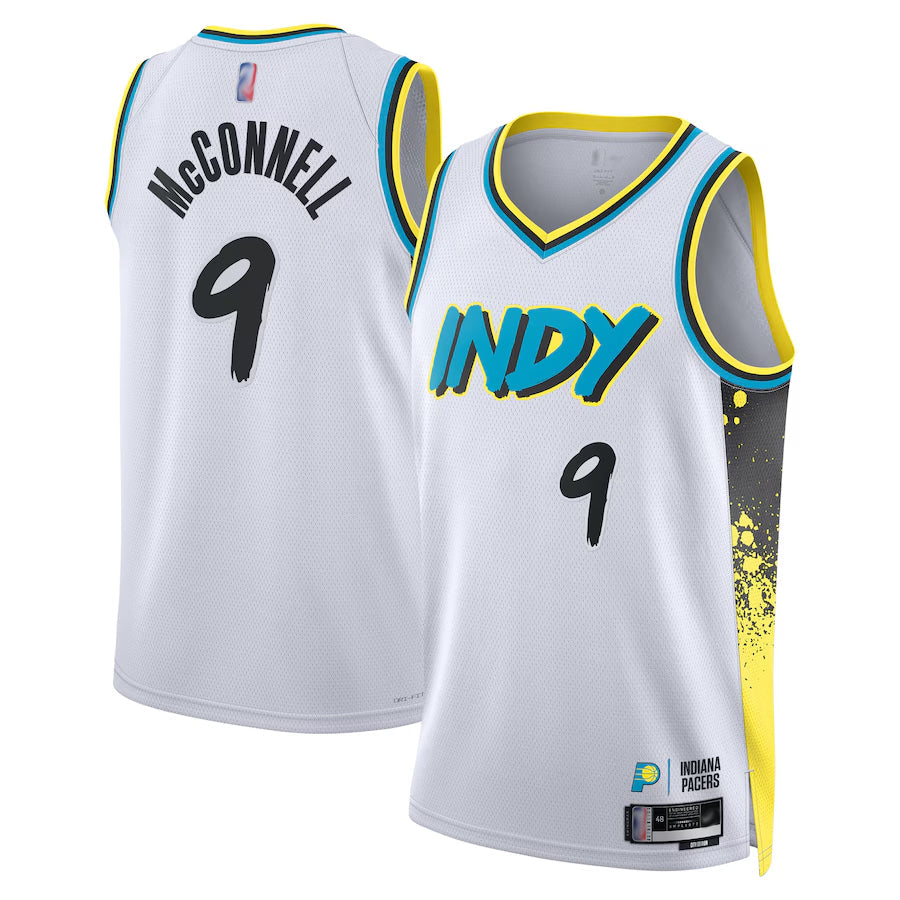 IN.Pacers #9 T.J. McConnell Player White City Edition Swingman Basketball Jerseys