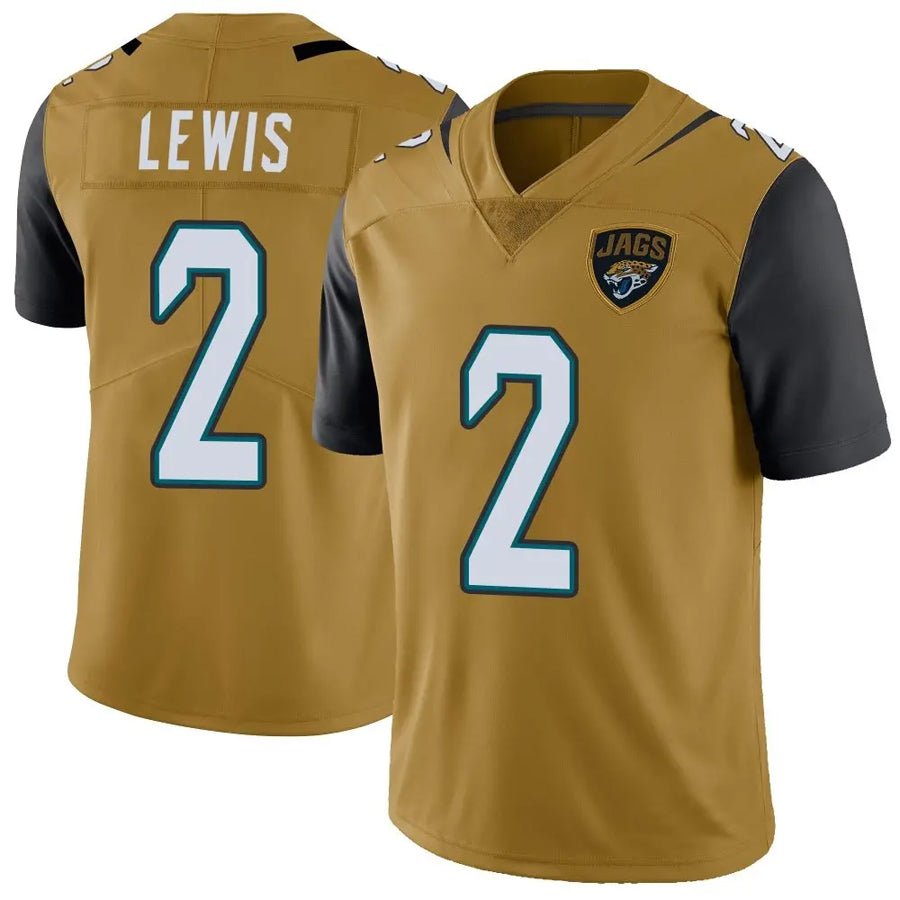 J.Jaguars #2 Jourdan Lewis Player Limited Gold Color Rush Vapor Untouchable Football Jerseys