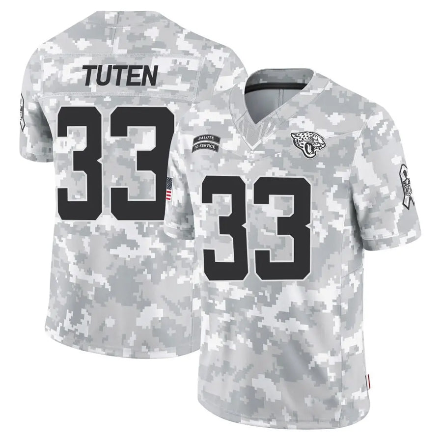 J.Jaguars #33 Bhayshul Tuten Player Arctic Camo Salute to Service Limited Football Jerseys