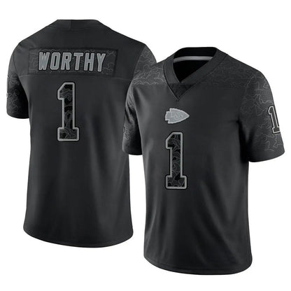KC.Chiefs #1 Xavier Worthy Player Black RFLCTV Limited Football Jerseys